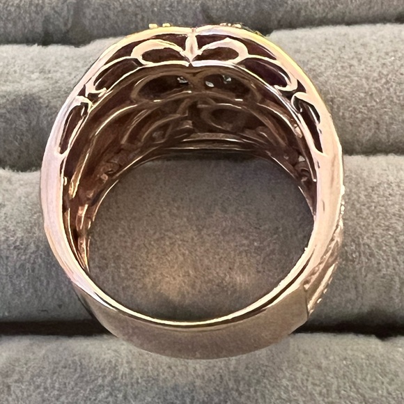 Dallas Prince rose gold Sterling Silver heart shaped Blue Topaz ring Size 8 - Picture 2 of 4